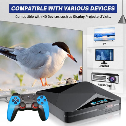 X2 Pro Retro Video Game Console TV Box 100000+ Games with 2 Gamepads Super Console 4K 60+ Game Emulators for DC/Arcade/MAME/Sega