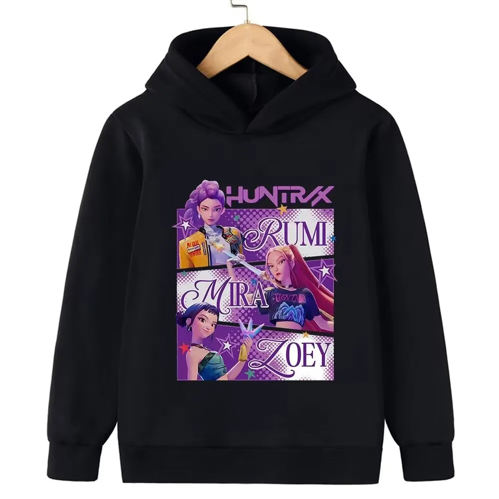 Felpa con cappuccio Kpop cacciatore di streghe per bambini, ragazze, ragazzi, primavera-autunno, giacca dojo originale street, autunno-inverno