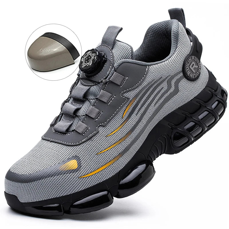 Scarpe antinfortunistiche indistruttibili con puntale in acciaio, antiscivolo, resistenti all'abrasione, scarpe da lavoro da uomo, robuste e comode.