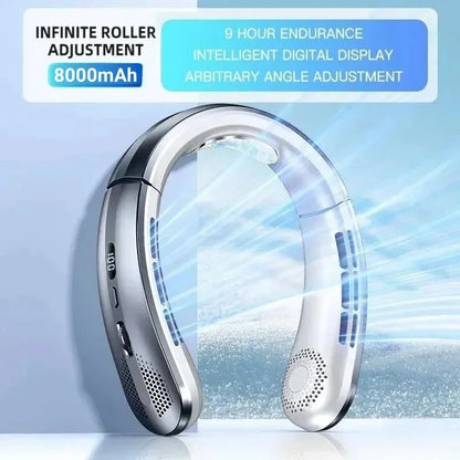 Ventilatore da collo portatile Xiaomi da 8000 mAh con USB, senza pale, mini ricaricabile, silenzioso, con display digitale a LED, raffreddatore d'aria elettrico portatile.