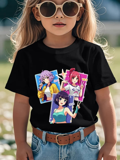 Magliette per bambini con stampa grafica di cartoni animati Kpop, regalo divertente per i fan, magliette Harajuku, top estivi a maniche corte, abbigliamento per bambini