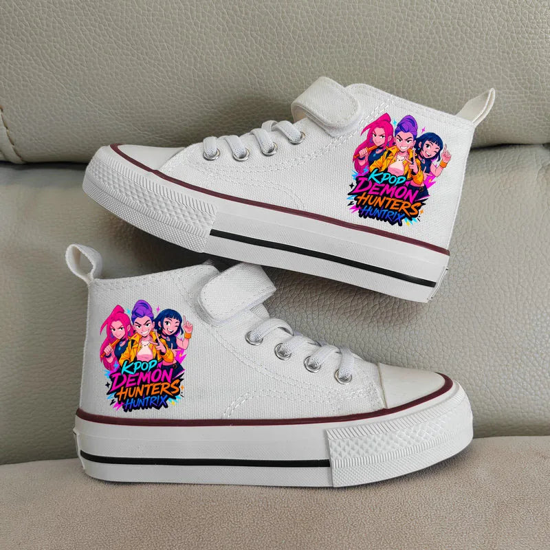 Nuove scarpe da ginnastica alte Kpop Demon Hunter per bambine, scarpe sportive casual da corsa e da tennis.