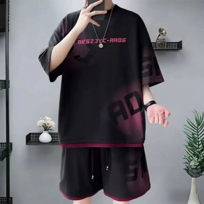 Completo estivo da uomo taglie S-6XL, nuovo set di tendenza a due pezzi, maglietta e pantaloncini in stile coreano, abbigliamento firmato da uomo.