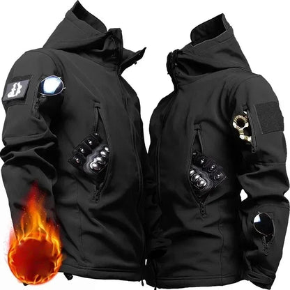 Tactical Waterproof Men Camo Set Soft Shell Fleece Winter Combat Suit Windbreak Warm Multi Pocket Outdoors Training Uniform