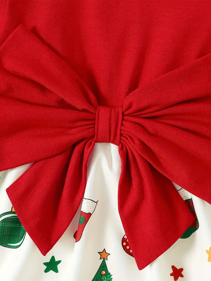 Ceeniu Il mio primo Natale Abiti da bambina Abito verde patchwork natalizio stampato Costume di Capodanno per neonati
