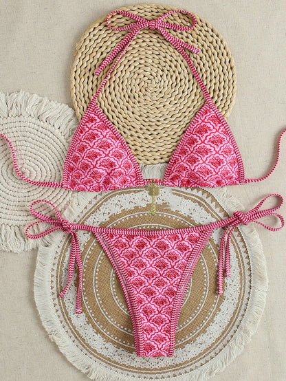 "2025 New Triangle Bikini Set - Floral Print Push Up Swimsuit & Brazilian Bottoms"