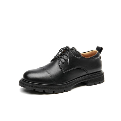 BEAUTODAY Scarpe Derby da donna in vera pelle, basse, punta tonda, allacciatura, tacco quadrato, casual, Oxford, fatte a mano 21529