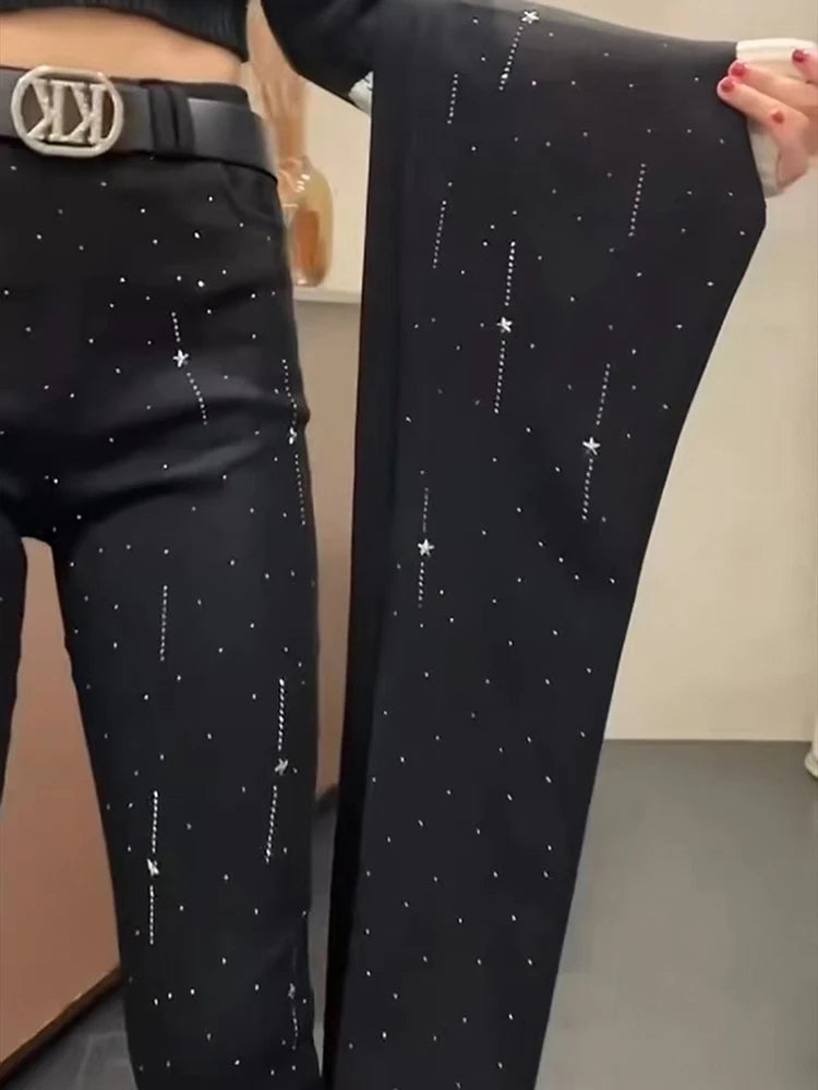 Pencil pants high-end heavy industry star Jeans 2025 New hot elastic women's European station waist belt