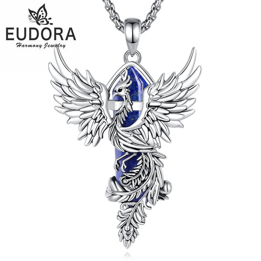 Collana prismatica esagonale in lapislazzuli Eudora Phoenix Twining, pietra curativa energetica, ciondolo in cristallo, gioiello per meditazione, regalo per uomo