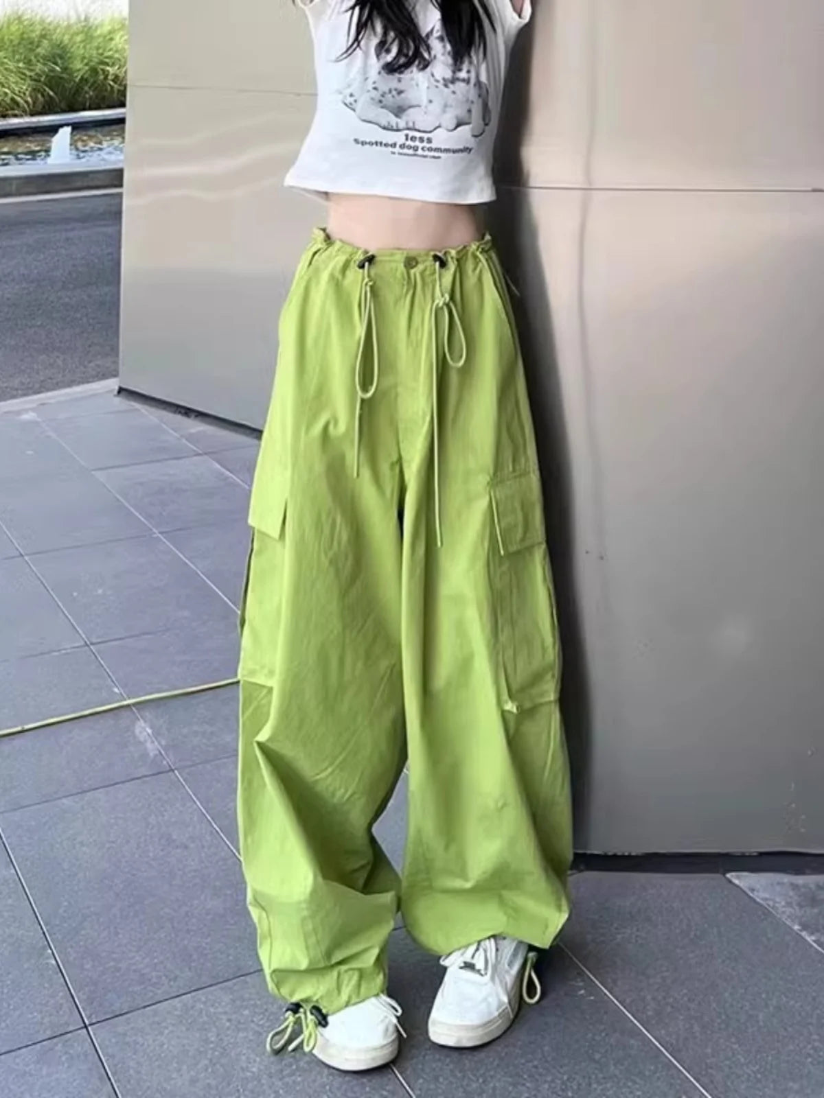 Pantaloni da lavoro American Sle a vita alta e gamba larga, casual estivi, nuovi, larghi e snellenti, sportivi da donna