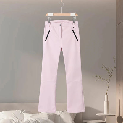 Thicken Warm Women's Skiwear Pink High Collar Hooded Cotton Padded Coats Straight Leg Zipper Pants 2025 New Winter Lady Ski Suit