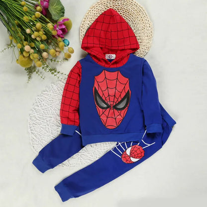 Costume da supereroe dei cartoni animati per bambini, set di abbigliamento per neonato, cappotto primaverile, pantaloni, completo da 2 pezzi per bambina con felpa con cappuccio e pantaloni.