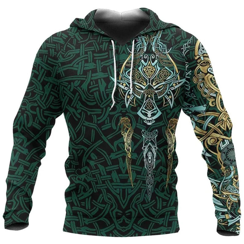 Felpe da uomo 2024 con motivo tatuaggio aquila vichingo, stampa 3D, moda casual, Harajuku, hip hop, autunno e inverno, oversize.