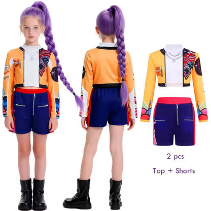Set di costumi cosplay di Rumi Hunter per ragazze, abiti da gioco di ruolo di Mira Zoey Golden per ragazze, abbigliamento per spettacoli di K-Pop.