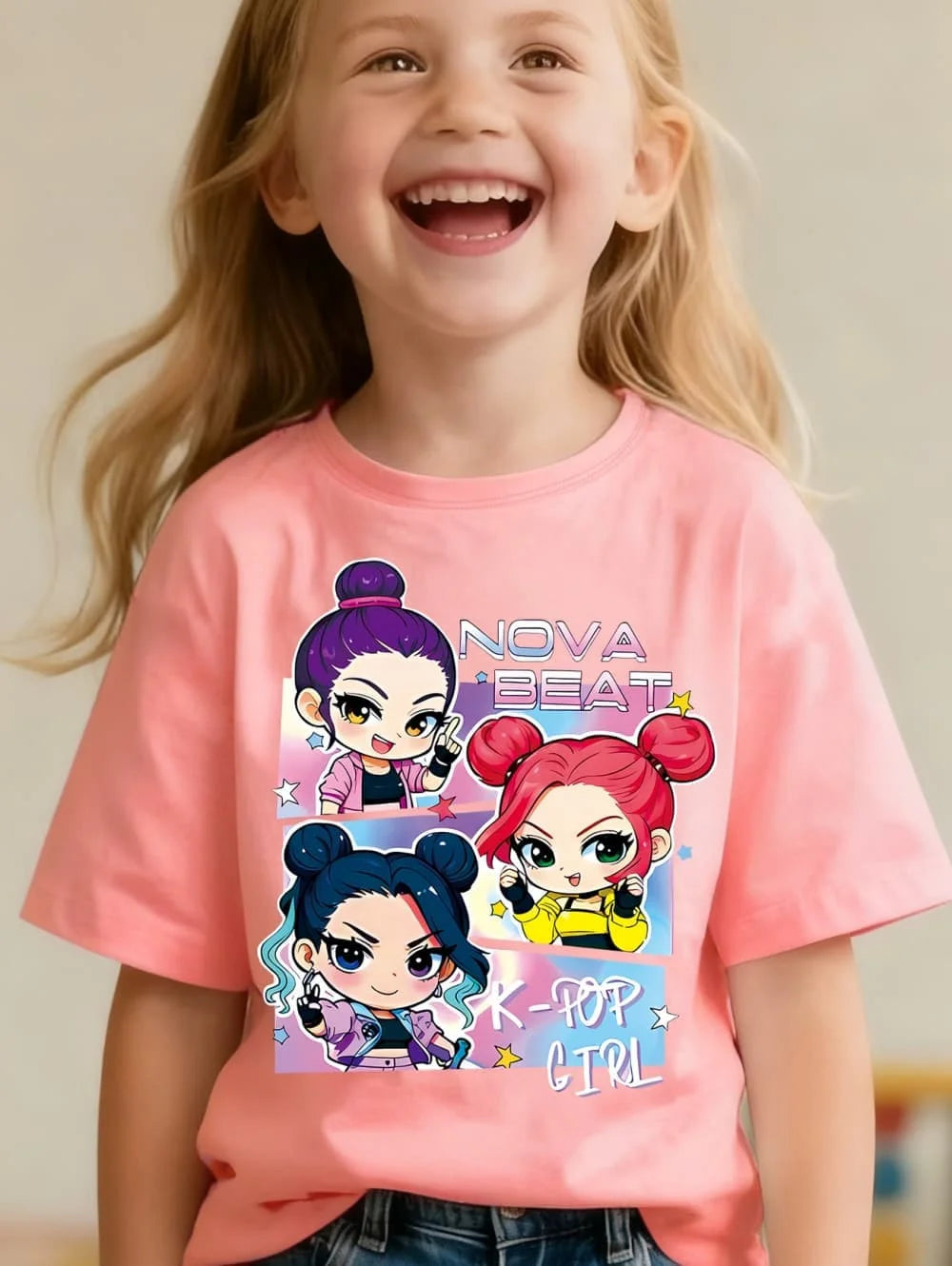 Magliette per bambini con stampa grafica di cartoni animati Kpop, regalo divertente per i fan, magliette Harajuku, top estivi a maniche corte, abbigliamento per bambini