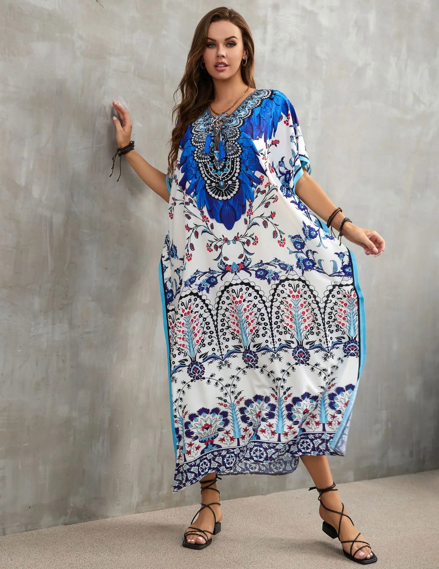 Women's Clothing Kaftan Dresses for Women Plus Size Bathing Suit Cover up Caftan Maxi Beach Dresses