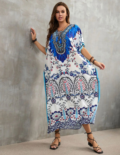 Women's Clothing Kaftan Dresses for Women Plus Size Bathing Suit Cover up Caftan Maxi Beach Dresses