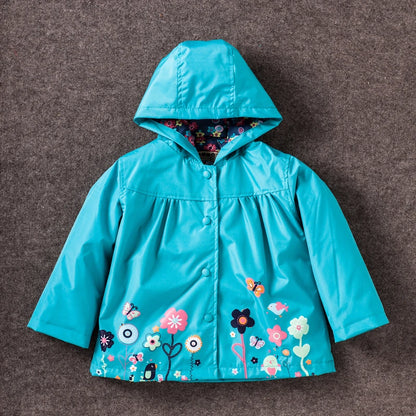 Completo impermeabile primavera/autunno per bambine, giacca antipioggia con motivo floreale + pantaloni, 2 pezzi, taglie 2 3 4 5 6 anni, abbigliamento per bambini