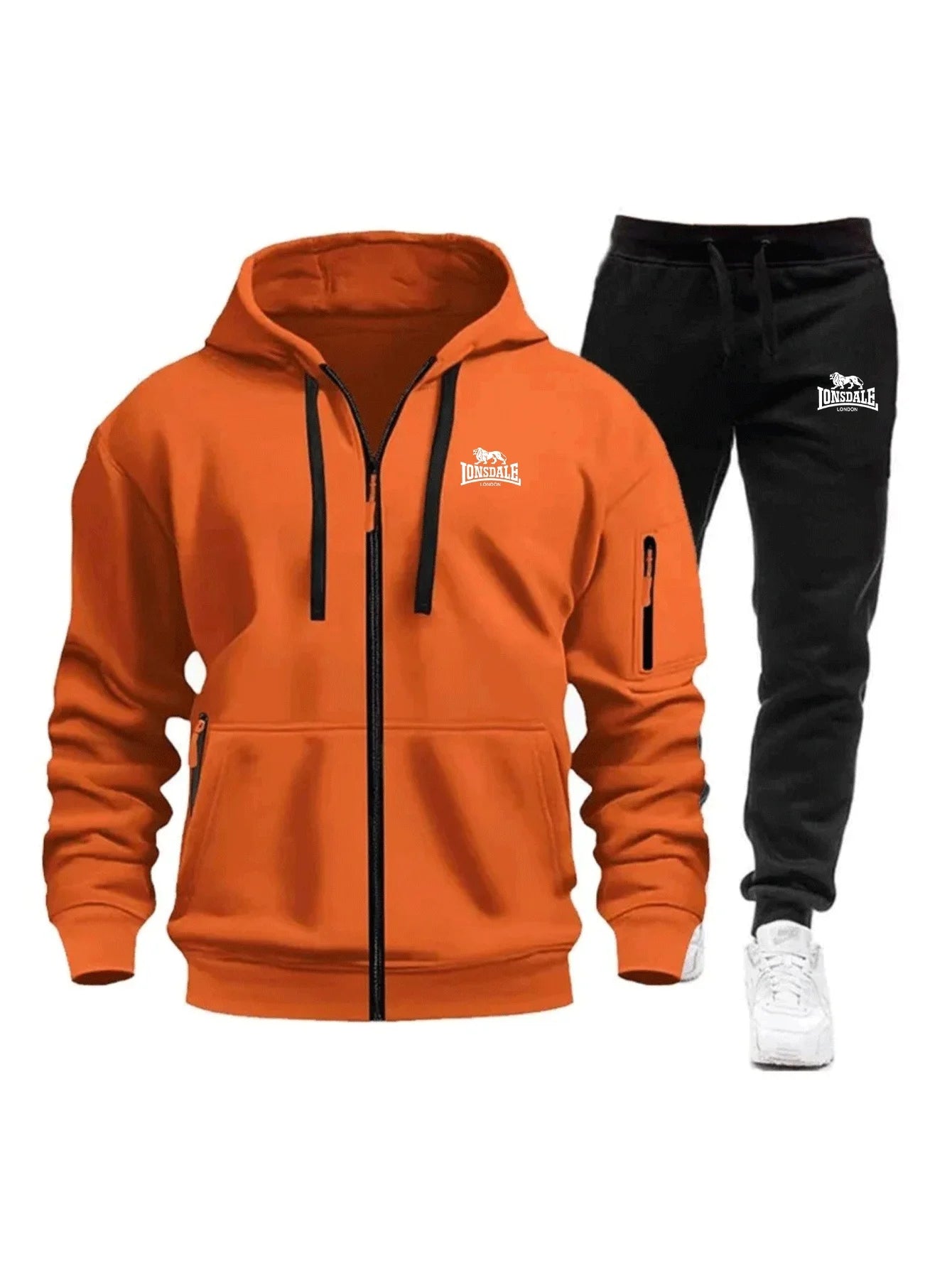2026 New Brand Men's Winter American-Style Heavy Fleece Zip-Up Hoodie Warm Casual Sports Loose Workwear Trendy Set