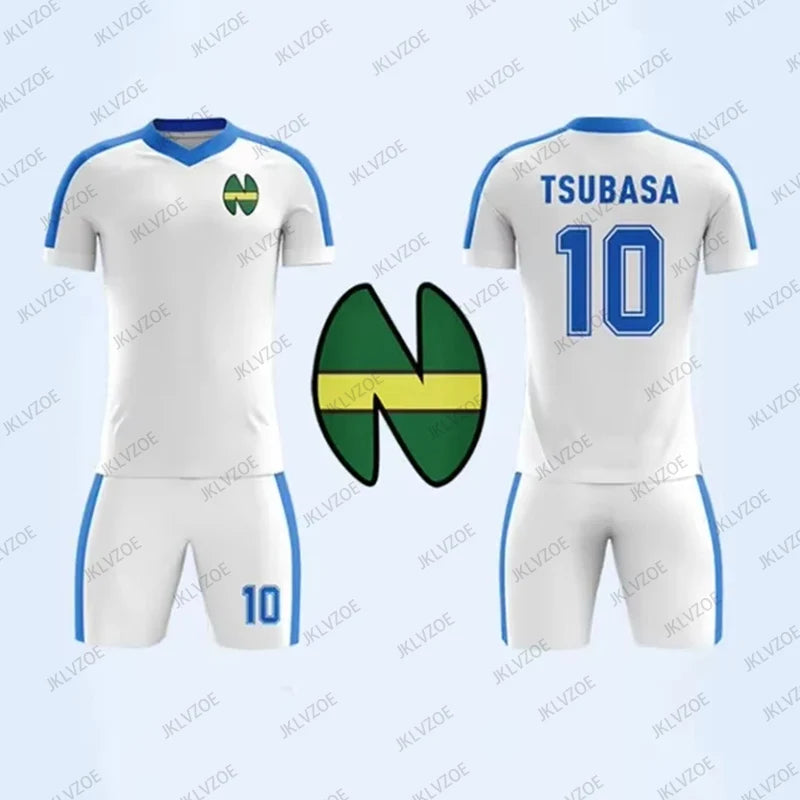 Completo sportivo casual per bambini/adulti con stampa del numero 10 della squadra di calcio della Nankatsu School, capitano Tsubasa, estate 2025.