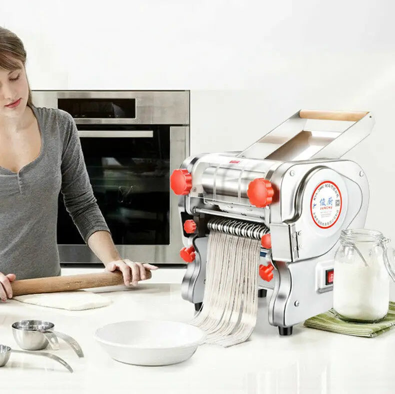 Macchina per pasta elettrica da 550 W, macchina per pasta con rullo per ravioli, acciaio inox, doppia lama, per uso commerciale