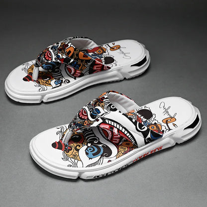 Pantofole da uomo alla moda per interni ed esterni, stile strada, spiaggia, stile coppia, infradito antiscivolo, morbide, leggere, estive, casual.