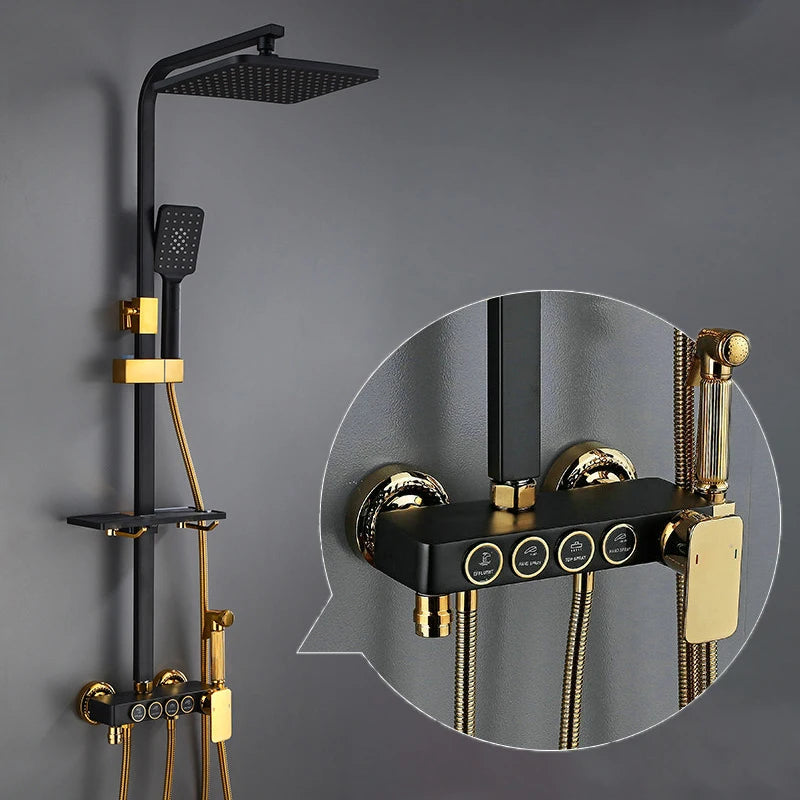 Piano Digital Display Thermostatic Bathroom Shower Set Hot Cold Brass Bathroom Faucets Accessories Digital Piano Shower System