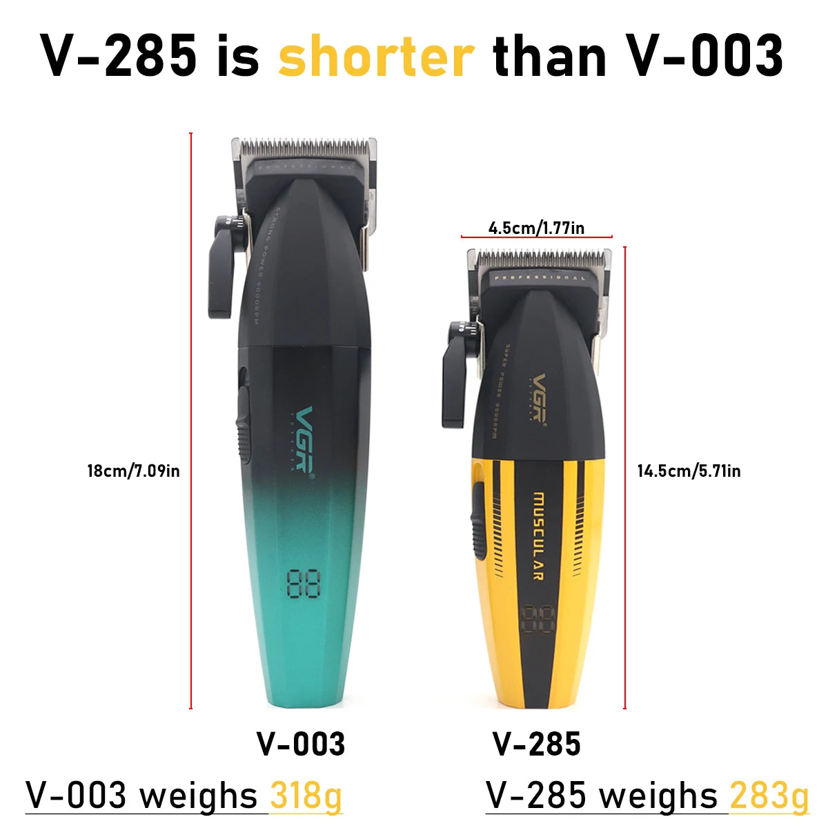 VGR Professional Clippers Adjustable Haircut Machine 9000RPM Hair Clipper Cordless Hair Trimmer Electric Hair Clippers Men V-285