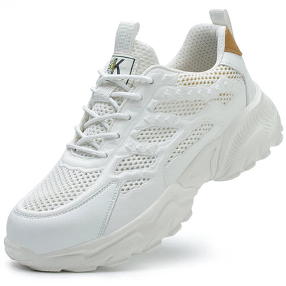 Scarpe antinfortunistiche traspiranti in mesh da uomo, bianche, scarpe protettive per uomo e donna, scarpe da lavoro estive leggere e indistruttibili 2026
