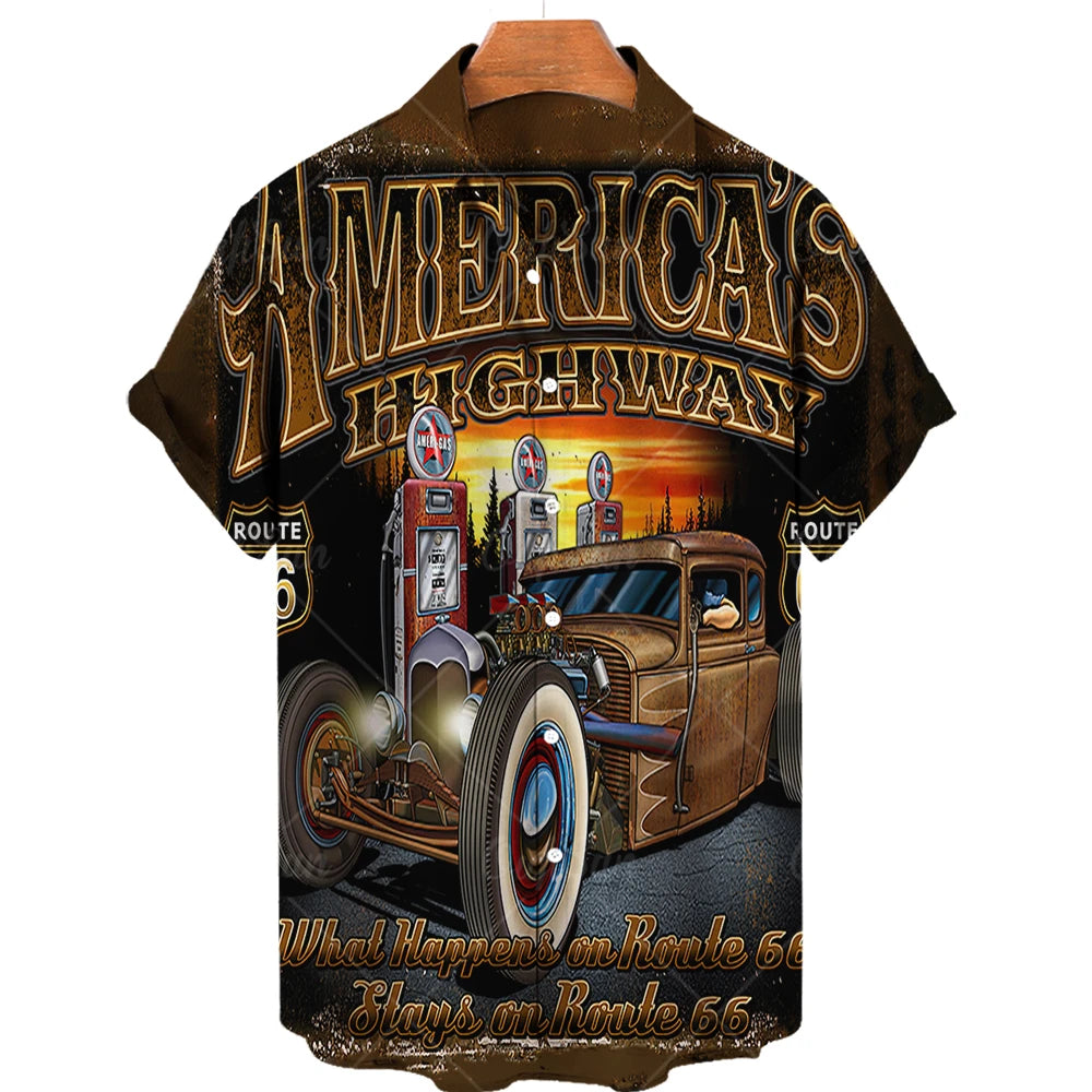 Maglietta da uomo Route 66 Biker 3D per ragazze motocicliste Maglietta Route 66 per uomo Maglietta oversize a maniche corte americana da uomo Maglietta da viaggio