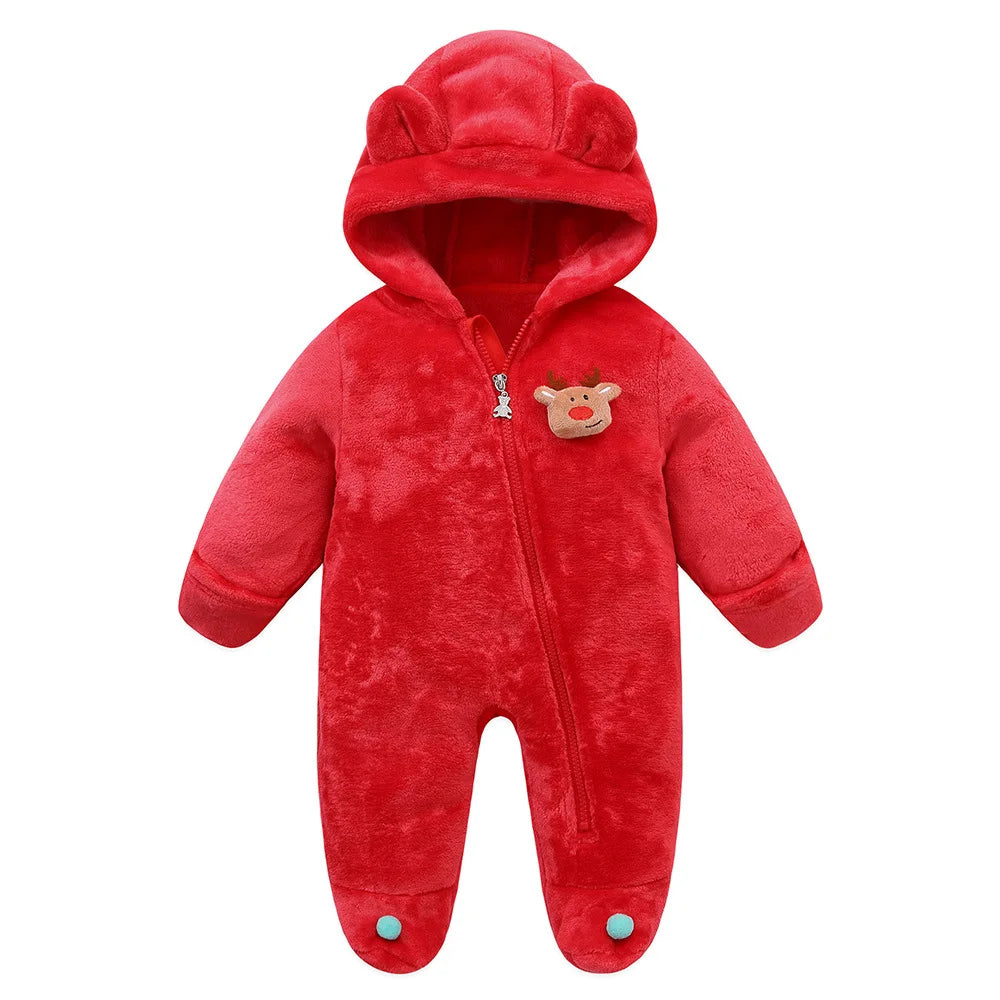 Tutina per neonato Autunno Inverno 2025, tutina natalizia in flanella con cappuccio, tutina per bambina 0-1 anni, tuta per neonato