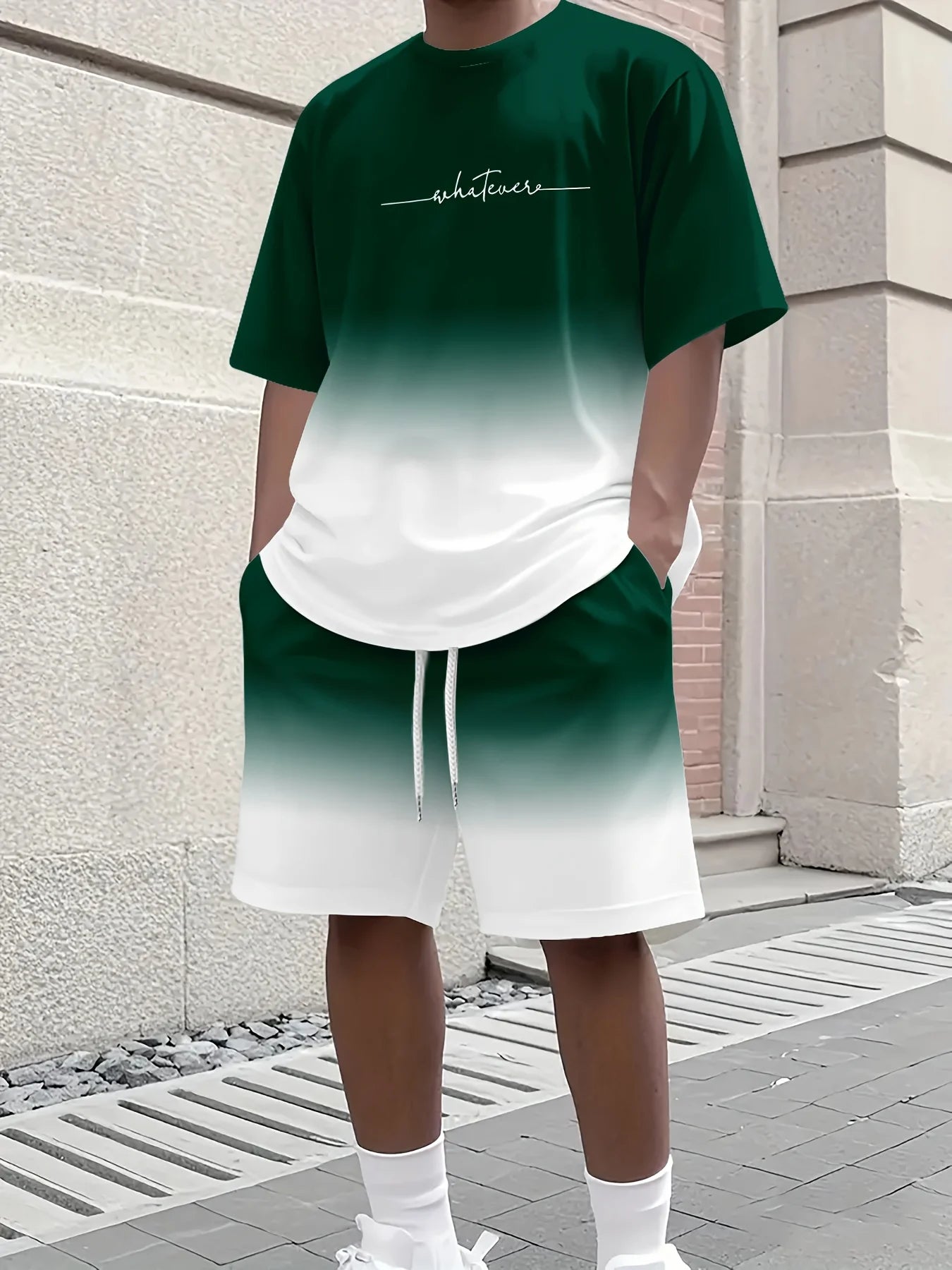 Completo estivo casual da uomo composto da t-shirt e pantaloncini 2026, abbigliamento sportivo taglie forti, t-shirt a maniche corte, pantaloncini con coulisse e tasca.
