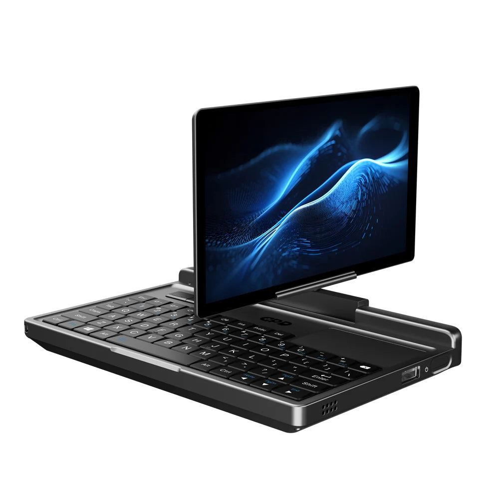 GPD MicroPC 2 Mini laptop portatile con schermo touch da 7 pollici, 16 GB di RAM, SSD da 512 GB, CPU N300 e sistema operativo Windows 11.