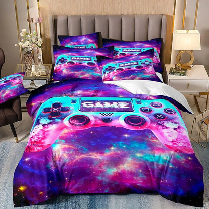 Set di biancheria da letto per gamer per ragazzi, set copripiumino per videogiochi, copripiumino matrimoniale, set letto con design PlayStation per ragazzi e ragazze.