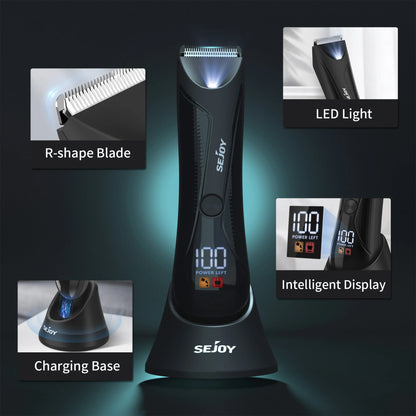 Sejoy Shaver for Men Ball Trimmer for Groin Pubic Grooming Body Hair Trimmer Replaceable Ceramic Blade Heads Electric Razor
