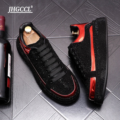 Sneakers di lusso con strass per uomo, scarpe casual con plateau stile punk hip hop, scarpe da ginnastica chaussure homme luxe marque A6