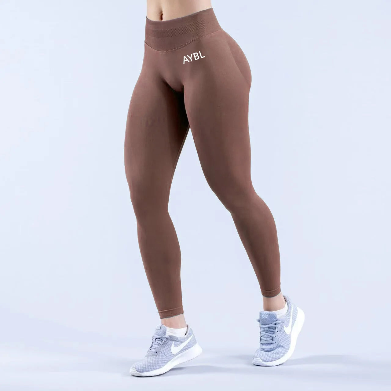 Leggings alla moda da donna, senza cuciture, per yoga, palestra, pantaloni sportivi, con fascia a coste basse, elasticizzati, aderenti