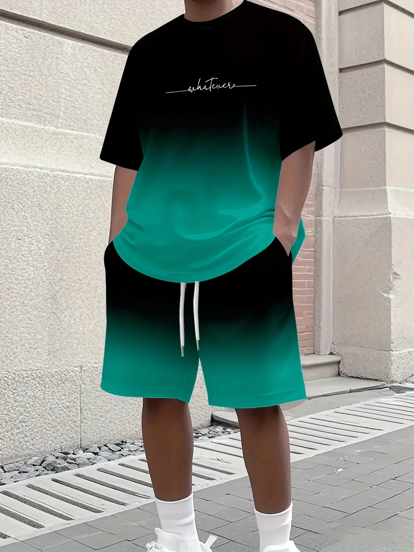 Completo estivo casual da uomo composto da t-shirt e pantaloncini 2026, abbigliamento sportivo taglie forti, t-shirt a maniche corte, pantaloncini con coulisse e tasca.