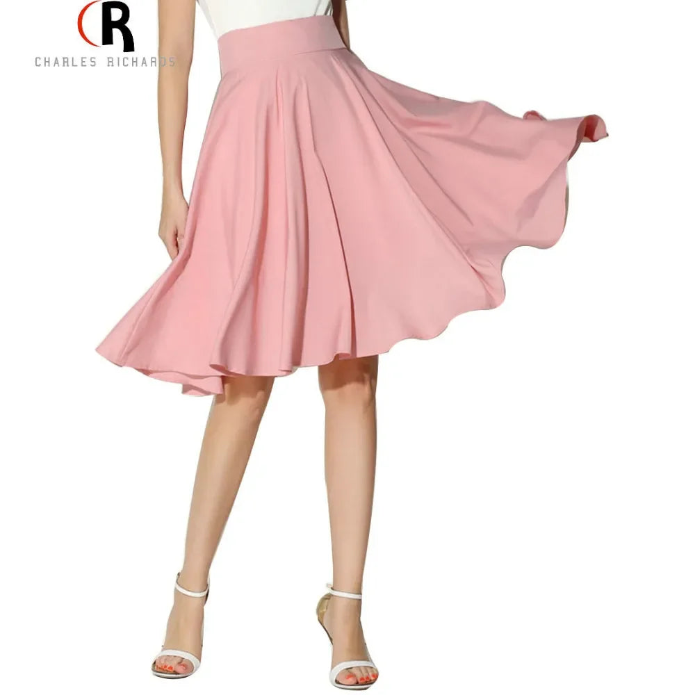 2018 Summer High-waisted Vintage Casual Mid-length Skirt Bohemian Style Ice-skating Dress For Women