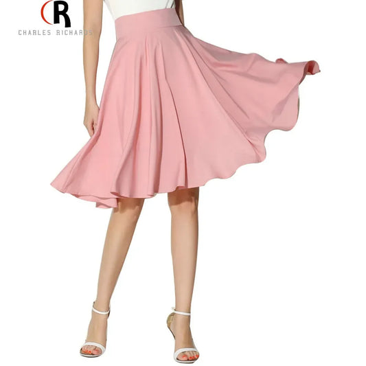 2018 Summer High-waisted Vintage Casual Mid-length Skirt Bohemian Style Ice-skating Dress For Women