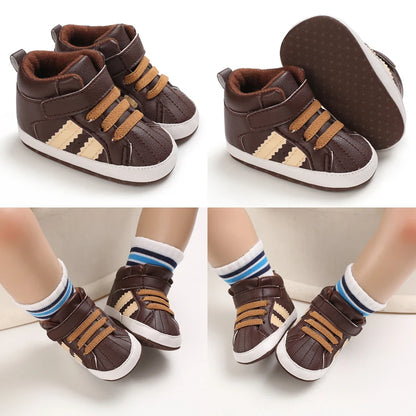 Nuove scarpe marroni per battesimo, scarpe da passeggio per bambini, suola morbida, scarpe da ginnastica per neonati, compleanno, bambini e ragazzi.