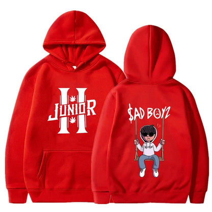 Felpa con cappuccio da uomo primavera 2024 Junior H Sad Boys Harajuku Girls Hip Hop Pullover Elegante Regalo musicale Casual Ampia Comoda Felpa