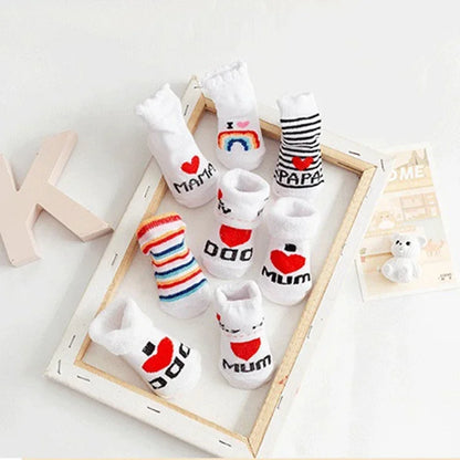 Calzini primaverili ed estivi in cotone morbido e caldo per neonati e bambini, con stampa di lettere, accessori per abbigliamento infantile.