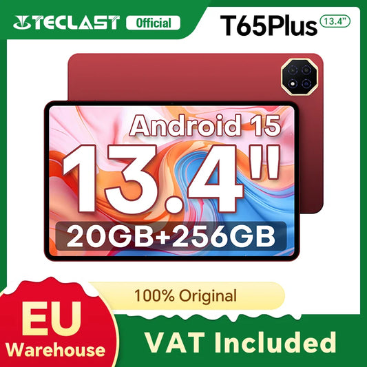 【New】2025 Teclast T65 Plus 13.4 Inch Android 15 Tablet 8 Cores Mediatek Helio G99 (8Gb+12Gb Expansion) Max. 20Gb Ram 256Gb
