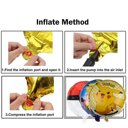 Pikachu Pokemon Balloon 1-9th Birthday Party Decoration Pokemon Squirtle Party aluminum Balloon Baby Shower Pikachu Party Favors