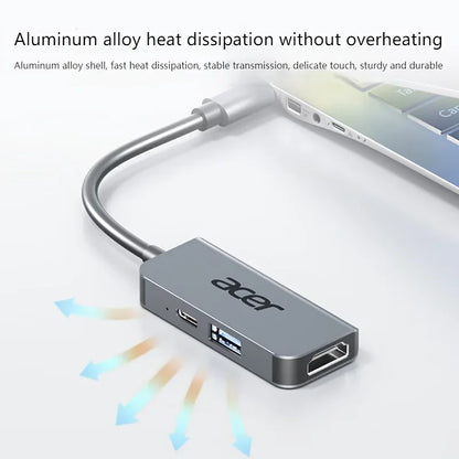 Acer Type-C multi-port USB-C hub, supports 4K high definition TV 100W PD fast charging, USB-A, USB-C HY41-T3