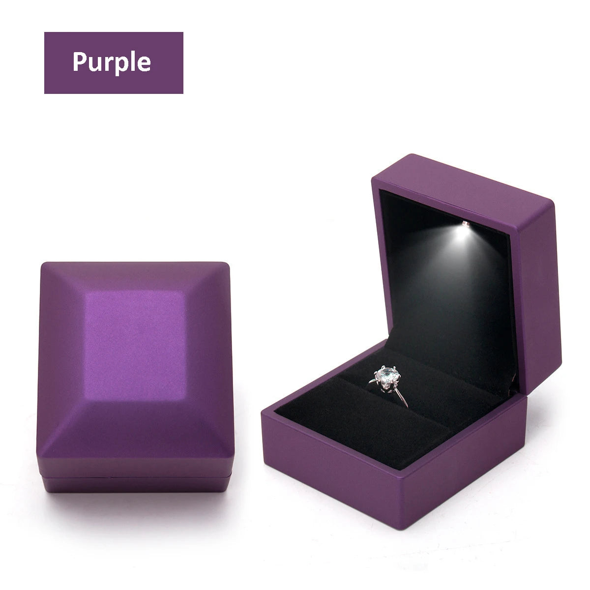 Scatola portagioie a LED con anello, porta orecchini di lusso con corona, ciondoli, espositore per proposta di matrimonio, scatola regalo, organizer per gioielli.