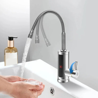 Scaldabagno istantaneo da 3000 W, scaldabagno senza serbatoio, rubinetto elettrico per acqua calda da cucina, riscaldamento per bagno, rubinetto in acciaio inossidabile