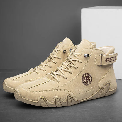 CLOHOO Scarpe da ginnastica da uomo in pelle PU con lacci, nere, casual, da passeggio, leggere, comode e traspiranti, marroni, da uomo