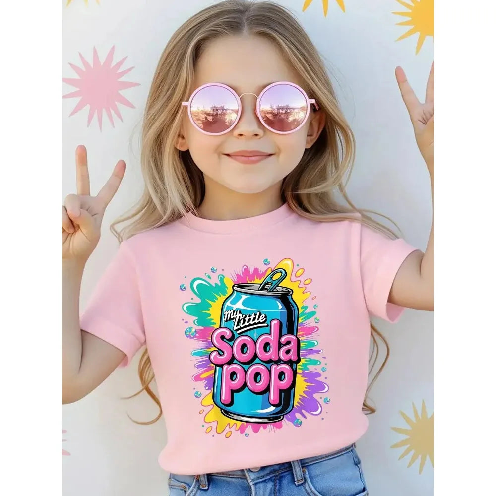 67 Maglietta estiva a maniche corte per bambini con stampa del numero sei sette, maglietta in cotone alla moda per bambine, top comodo per bambini